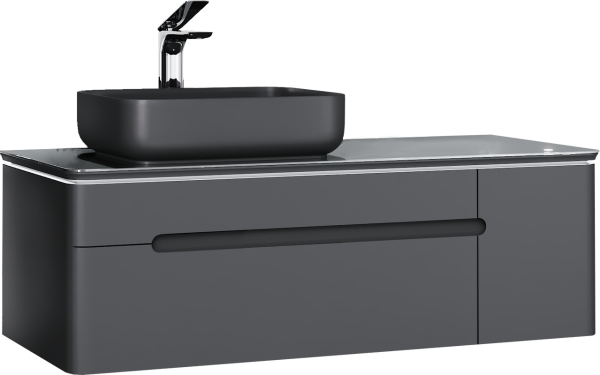 Тумба под раковину Jorno Shine 120, с подсветкой, антрацит