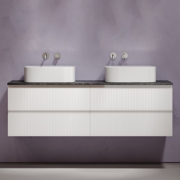 Тумба с раковиной Sancos Snob T 160 bianco, столешница черный мрамор TT160A1, раковина CN6052