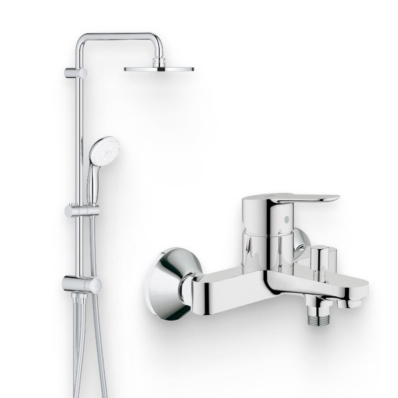 Душевой комплект Смеситель Grohe BauEdge 23334000 + Стойка New Tempesta 27389002