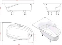 Ванна из искусственного камня Астра-Форм Селена R 170x100 см, угловая, правая, пристенная, белая, асимметричная, на ножках