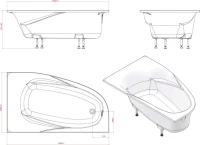 Ванна из искусственного камня Астра-Форм Селена R 170x100 см, угловая, правая, пристенная, белая, асимметричная, на ножках