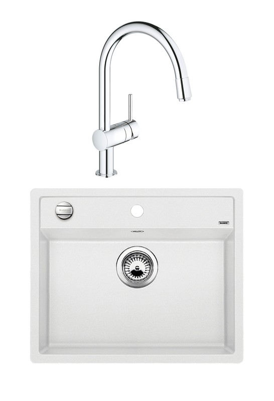 Комплект Мойка Blanco Dalago 6 белая + Смеситель Grohe Minta 3291800E хром