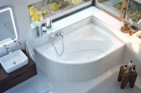 Акриловая ванна Excellent Aquarella Aquarella R 170x110 см, угловая, правая, пристенная, белая, асимметричная, с каркасом, с сиденьем