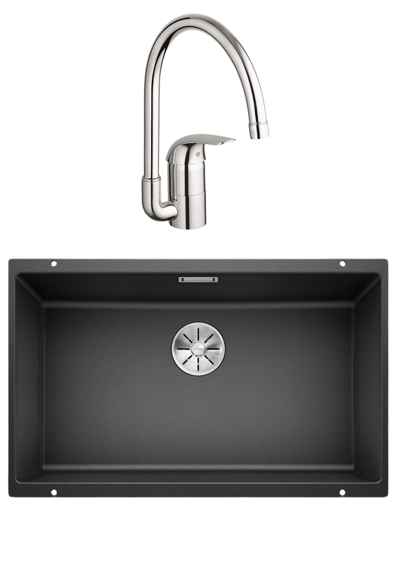 Комплект Мойка Blanco Subline 700-U антрацит + Смеситель Grohe Euroeco