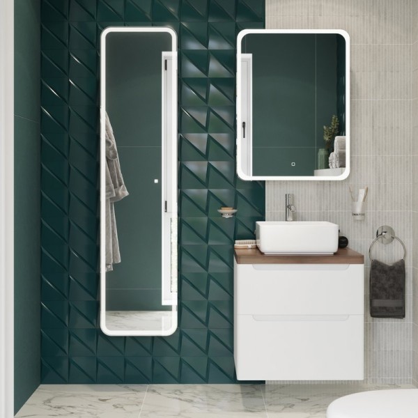 Мебель для ванной комнаты STWORKI Берген 60 белая с темной столешницей, раковина City 1