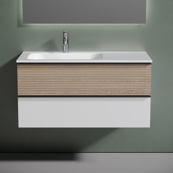 Тумба с раковиной Sancos Delta 100 L дуб светлый, белый