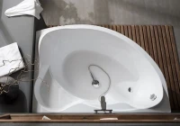 Акриловая ванна Aquanet Jamaica 00205503 R 160x100 см, угловая, правая, пристенная, белая, асимметричная, с каркасом, с сиденьем