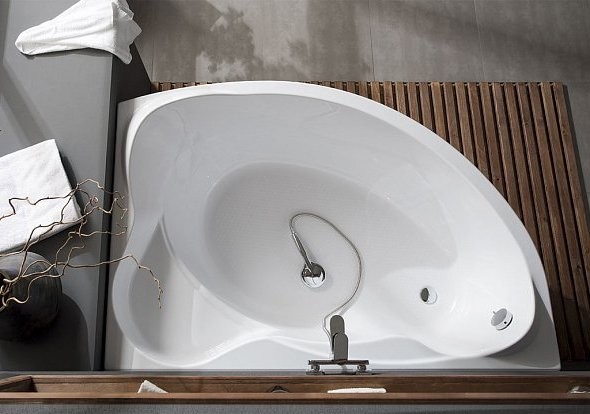 Акриловая ванна Aquanet Jamaica 00205503 R 160x100 см, угловая, правая, пристенная, белая, асимметричная, с каркасом, с сиденьем