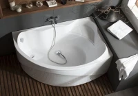 Акриловая ванна Aquanet Jamaica 00205503 R 160x100 см, угловая, правая, пристенная, белая, асимметричная, с каркасом, с сиденьем