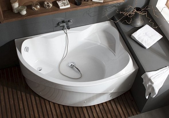 Акриловая ванна Aquanet Jamaica 00205503 R 160x100 см, угловая, правая, пристенная, белая, асимметричная, с каркасом, с сиденьем
