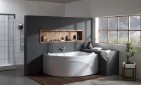 Акриловая ванна Aquanet Jamaica 00205503 R 160x100 см, угловая, правая, пристенная, белая, асимметричная, с каркасом, с сиденьем