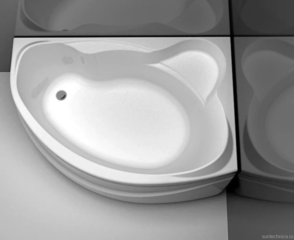 Акриловая ванна Aquanet Jamaica 00205503 R 160x100 см, угловая, правая, пристенная, белая, асимметричная, с каркасом, с сиденьем