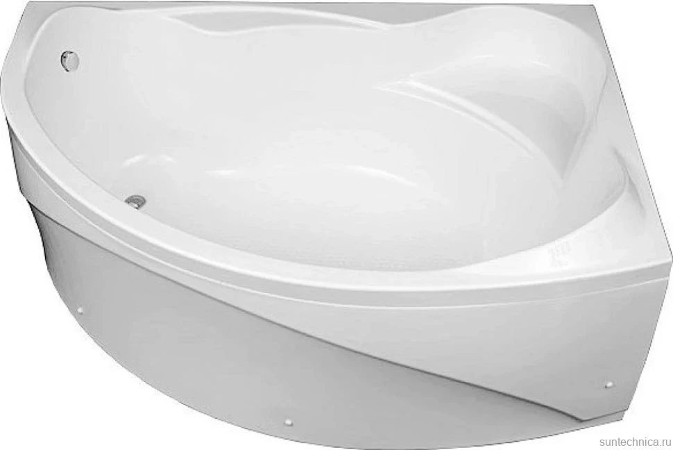 Акриловая ванна Aquanet Jamaica 00205503 R 160x100 см, угловая, правая, пристенная, белая, асимметричная, с каркасом, с сиденьем