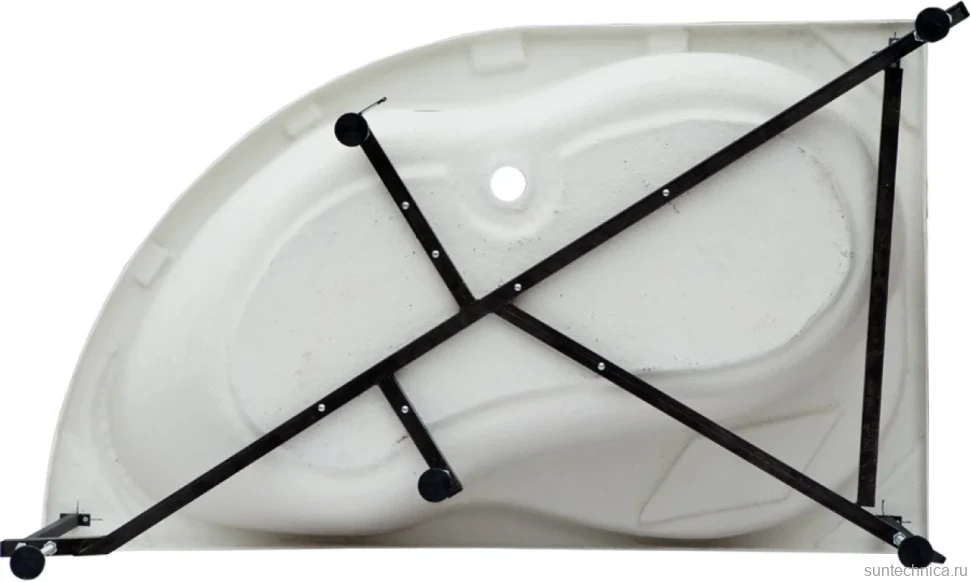 Акриловая ванна Aquanet Jamaica 00205503 R 160x100 см, угловая, правая, пристенная, белая, асимметричная, с каркасом, с сиденьем