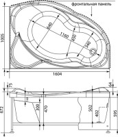 Акриловая ванна Aquanet Jamaica 00205503 R 160x100 см, угловая, правая, пристенная, белая, асимметричная, с каркасом, с сиденьем