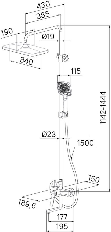 Душевая стойка IDDIS Parker PARSB3Fi06 глянцевый хром