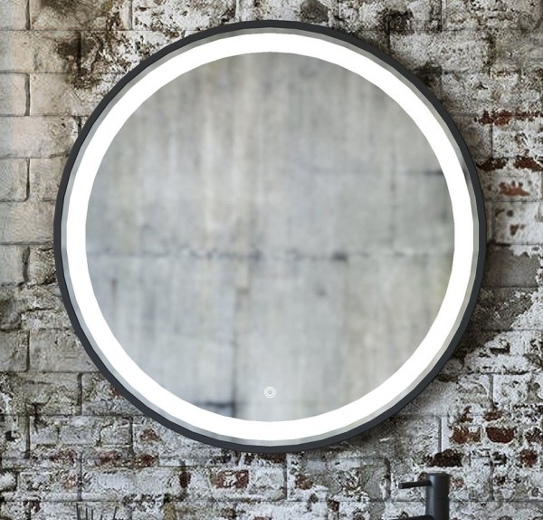 Зеркало круглое Sanflor Гард 70/2 черное, с подсветкой