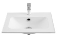 Мебельная раковина Aquanet Арт 59 накладная, глянцевая белая, прямоугольная, литьевой мрамор