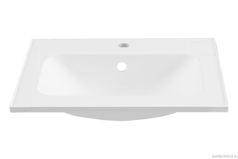 Мебельная раковина Aquanet Арт 59 накладная, глянцевая белая, прямоугольная, литьевой мрамор