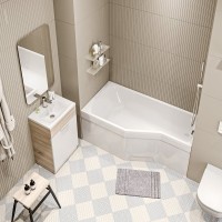 Акриловая ванна Marka One Convey L 150x75 см, с ножками, асимметричная