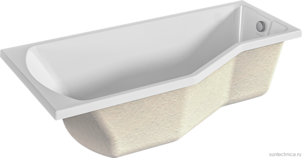 Акриловая ванна Marka One Convey L 150x75 см, с ножками, асимметричная