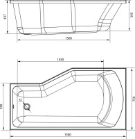 Акриловая ванна Marka One Convey L 150x75 см, с ножками, асимметричная