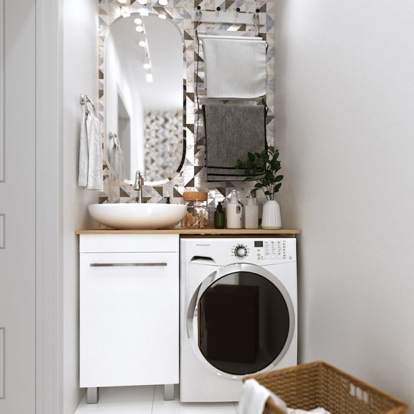 Мебель для ванной комнаты 1MarKa Wash со столешницей, дуб сонома