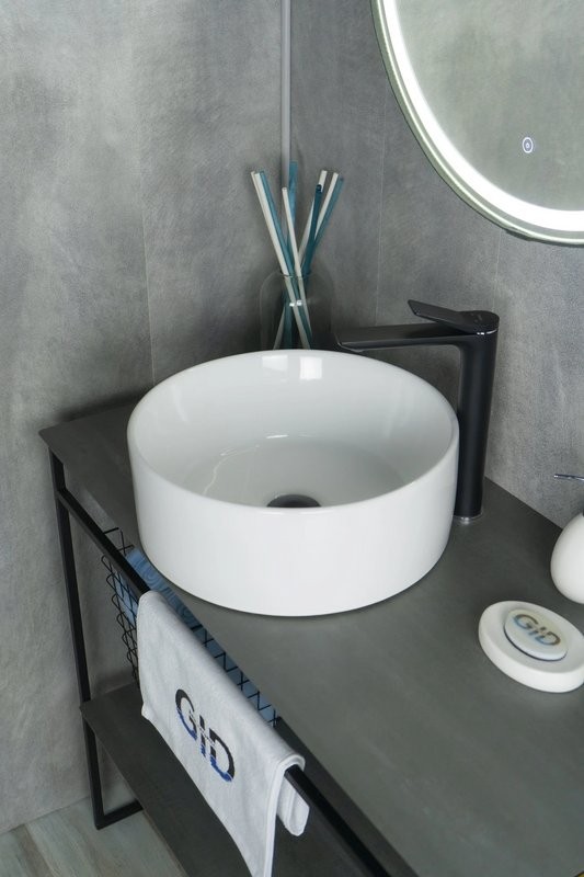 Накладная раковина GID Esfera N9011 40 глянцевая белая, круглая, фаянс