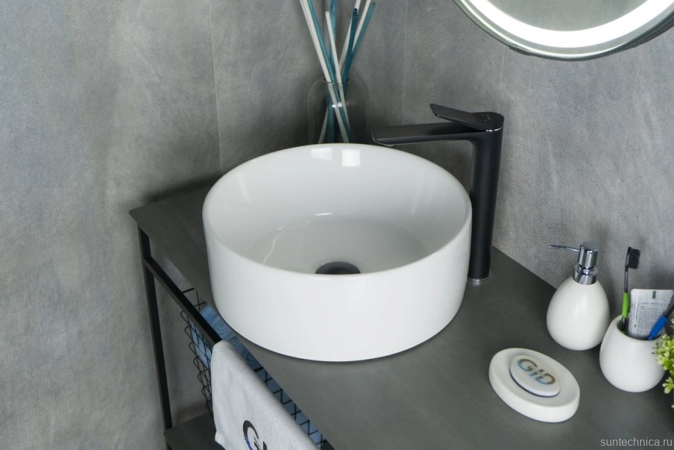 Накладная раковина GID Esfera N9011 40 глянцевая белая, круглая, фаянс