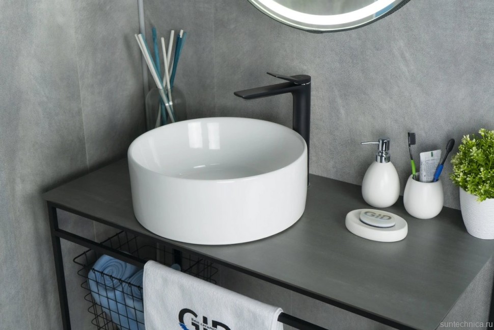 Накладная раковина GID Esfera N9011 40 глянцевая белая, круглая, фаянс