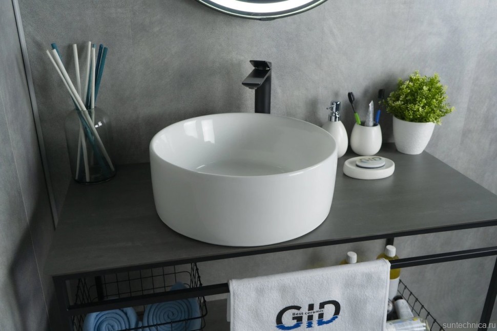 Накладная раковина GID Esfera N9011 40 глянцевая белая, круглая, фаянс