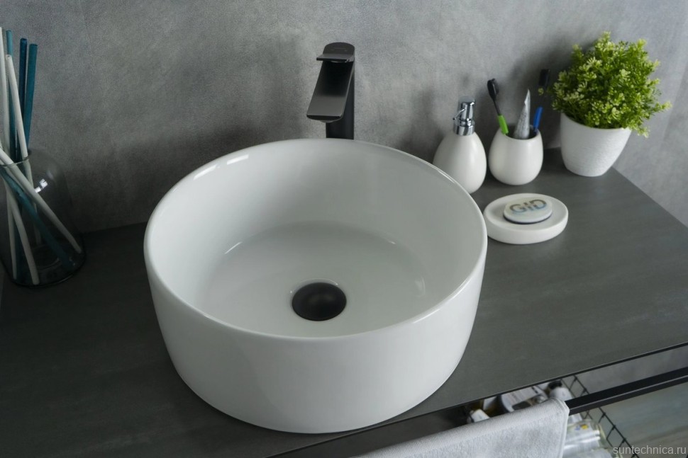 Накладная раковина GID Esfera N9011 40 глянцевая белая, круглая, фаянс