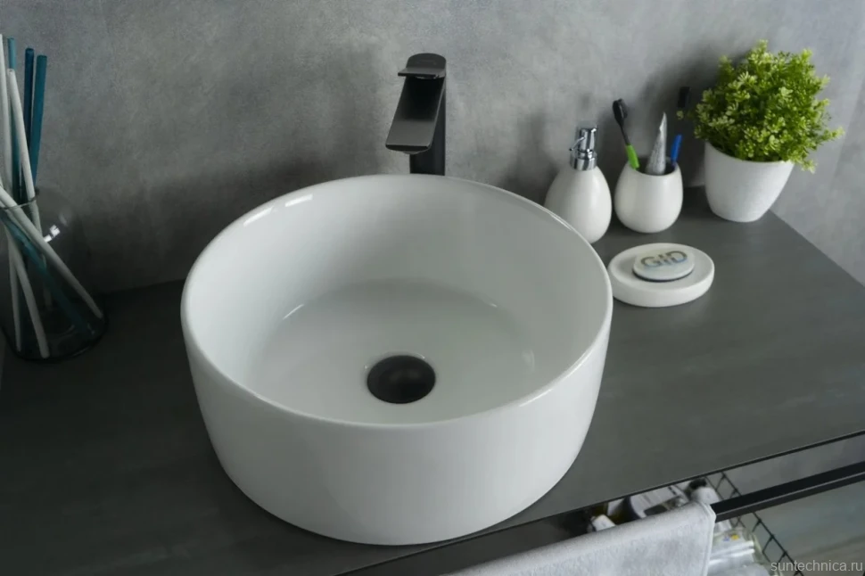 Накладная раковина GID Esfera N9011 40 глянцевая белая, круглая, фаянс