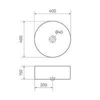 Накладная раковина GID Esfera N9011 40 глянцевая белая, круглая, фаянс