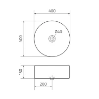 Накладная раковина GID Esfera N9011 40 глянцевая белая, круглая, фаянс