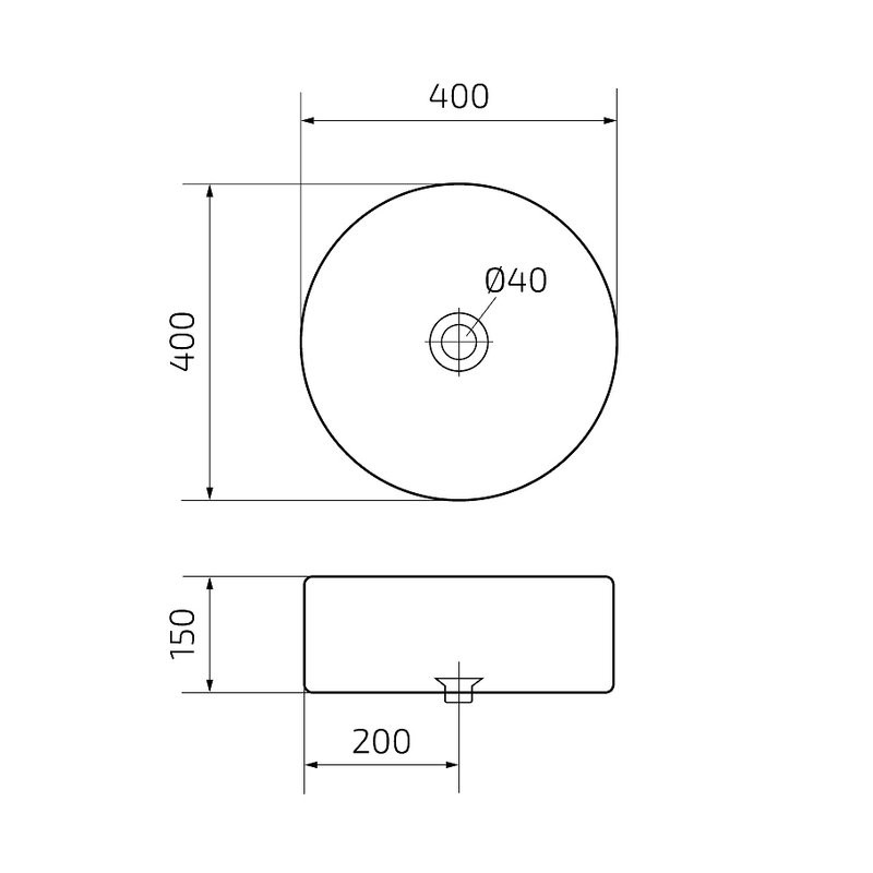 Накладная раковина GID Esfera N9011 40 глянцевая белая, круглая, фаянс