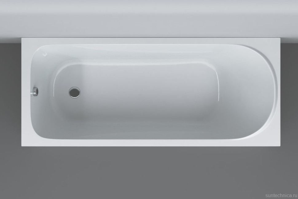 Акриловая ванна AM.PM Sense 170x70 см, пристенная, белая, со сливом-переливом