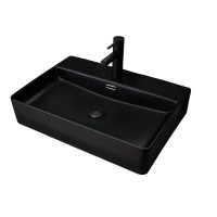 Накладная раковина GID Geometrico Bm9256 60 матовая черная, прямоугольная, фаянс, с 1 отверстием под смеситель