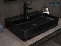 Накладная раковина GID Geometrico Bm9256 60 матовая черная, прямоугольная, фаянс, с 1 отверстием под смеситель