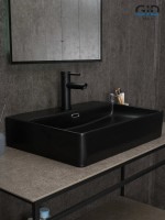 Накладная раковина GID Geometrico Bm9256 60 матовая черная, прямоугольная, фаянс, с 1 отверстием под смеситель