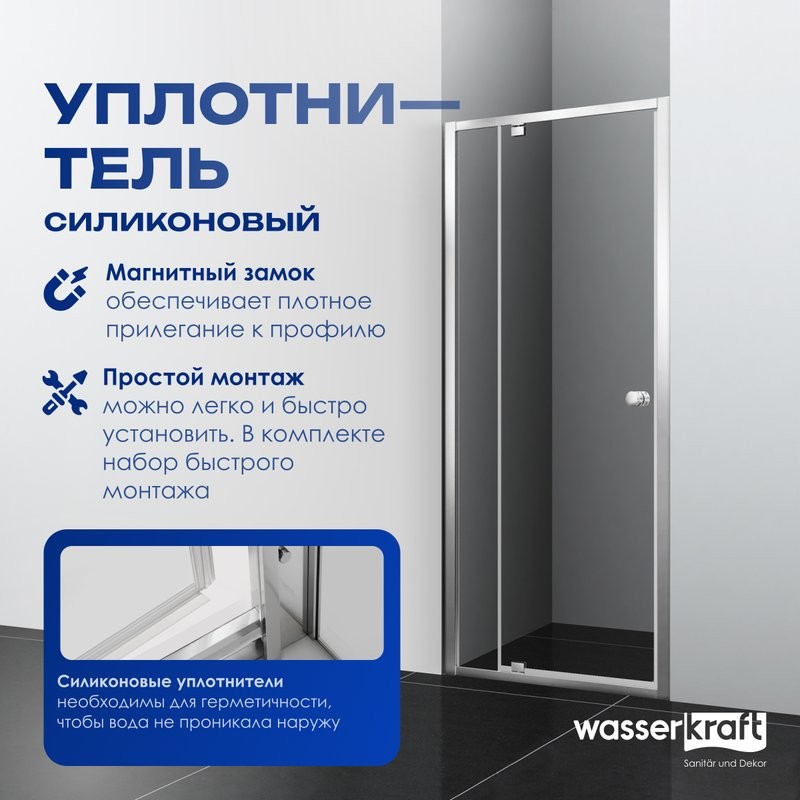 Душевая дверь в нишу Wasserkraft Aula 11P04 90 см