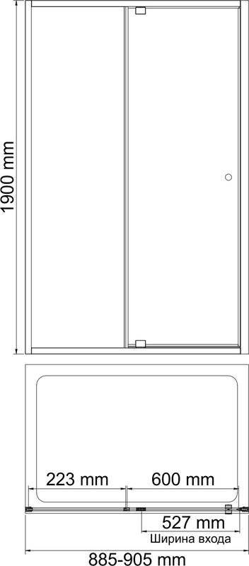 Душевая дверь в нишу Wasserkraft Aula 11P04 90 см