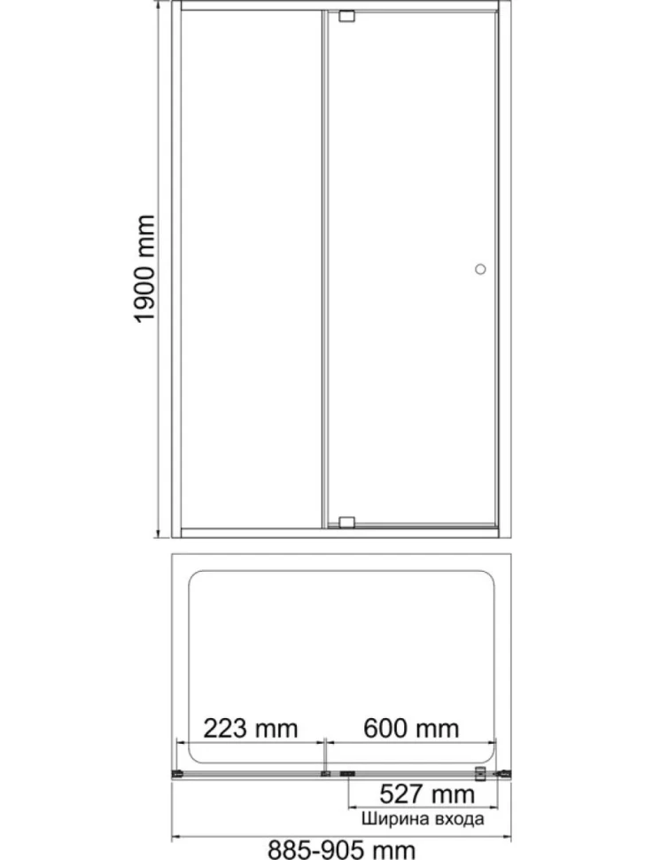 Душевая дверь в нишу Wasserkraft Aula 11P04 90 см