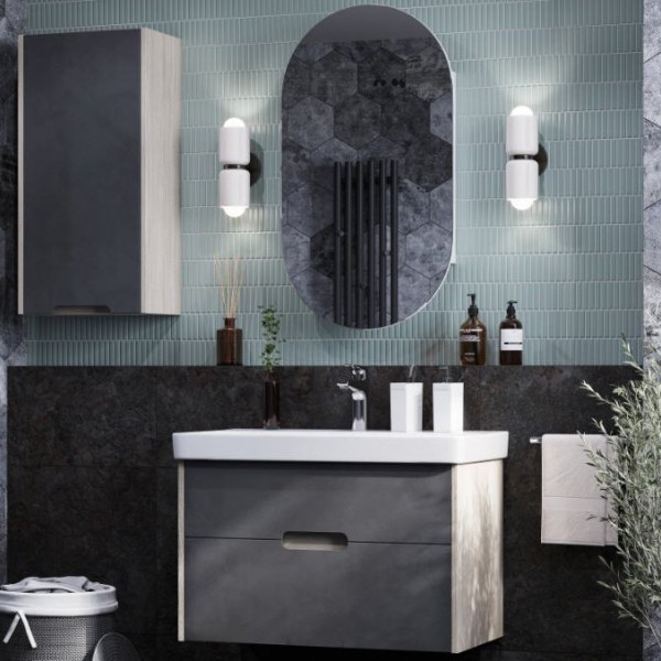 Мебель для ванной комнаты AQUATON Оливия 80 грей, дуб ойстер, раковина Адриана 80