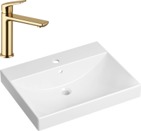 Комплект Раковина Lavinia Boho Bathroom Sink 33311012 + Смеситель Wellsee ICON! for life 182303000 золото