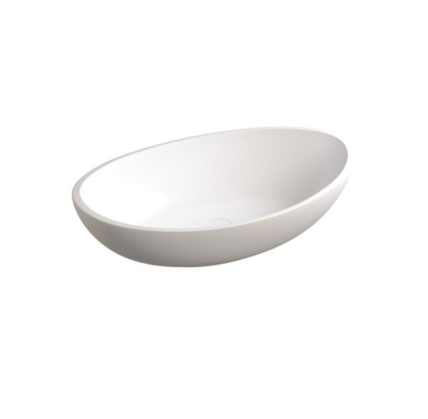 Накладная раковина Abber Stein AS2610 62 матовая белая, овальная, искусственный камень