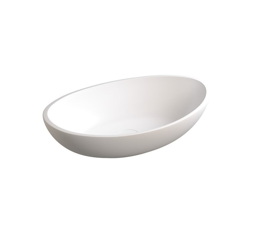 Накладная раковина Abber Stein AS2610 62 матовая белая, овальная, искусственный камень