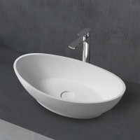 Накладная раковина Abber Stein AS2610 62 матовая белая, овальная, искусственный камень