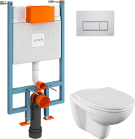 Комплект Унитаз подвесной Norm Fit + Крышка VitrA Norm 84-003-749 с микролифтом + Инсталляция V-Fix Core 738-5800-01 с кнопкой смыва Root S 740-2380 хром