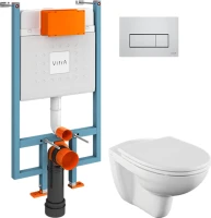 Комплект Унитаз подвесной Norm Fit + Крышка VitrA Norm 84-003-749 с микролифтом + Инсталляция V-Fix Core 738-5800-01 с кнопкой смыва Root S 740-2380 хром
